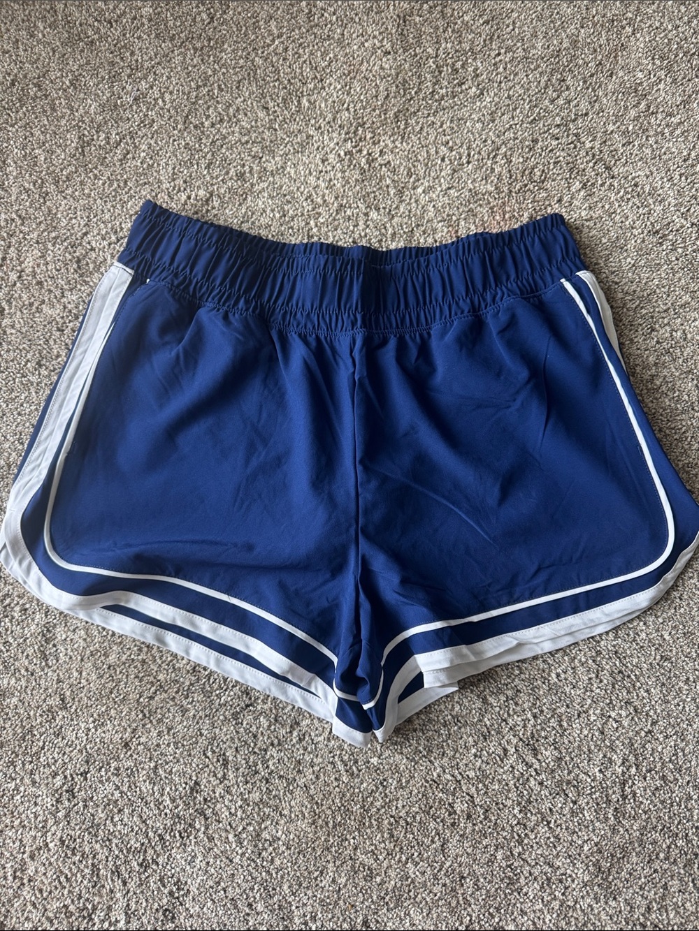 90 Degree By Reflex Navy Blue Athletic Shorts with White Trim